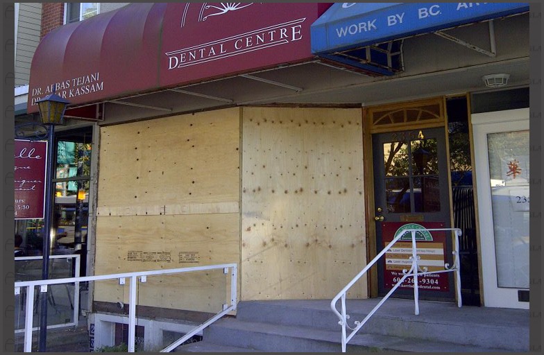 Kerrisdale Dental Centre - old windows and doors were removed.