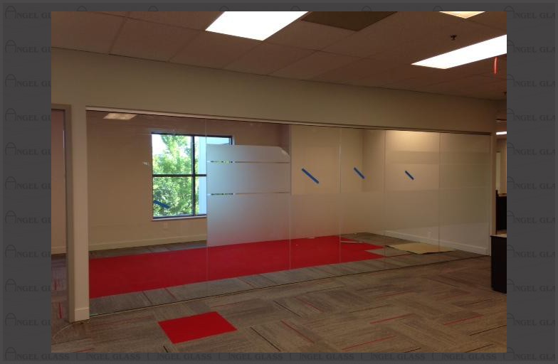 Interior Office Glass window Walls. Office partition.