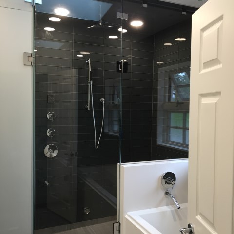 Residential Custom Shower with Frosted Glass