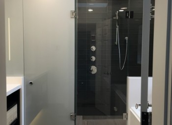 Residential Custom Shower Door with Frosted Glass, shower hinges and shower clamps
