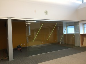 Large office glass walls and office sliding glass doors. Owner's architects ideas, builder's needing it done properly, Angel Glass designed, built and installed all glass walls and sliding glass doors with everyone's needs in mind. 