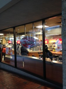 Window replace for Tim Horton restaurant, this commercial window was broken.  Angel Glass window installers completed the removal of this broken window glass by cutting brand new glass and have the window replaced with new window glass.