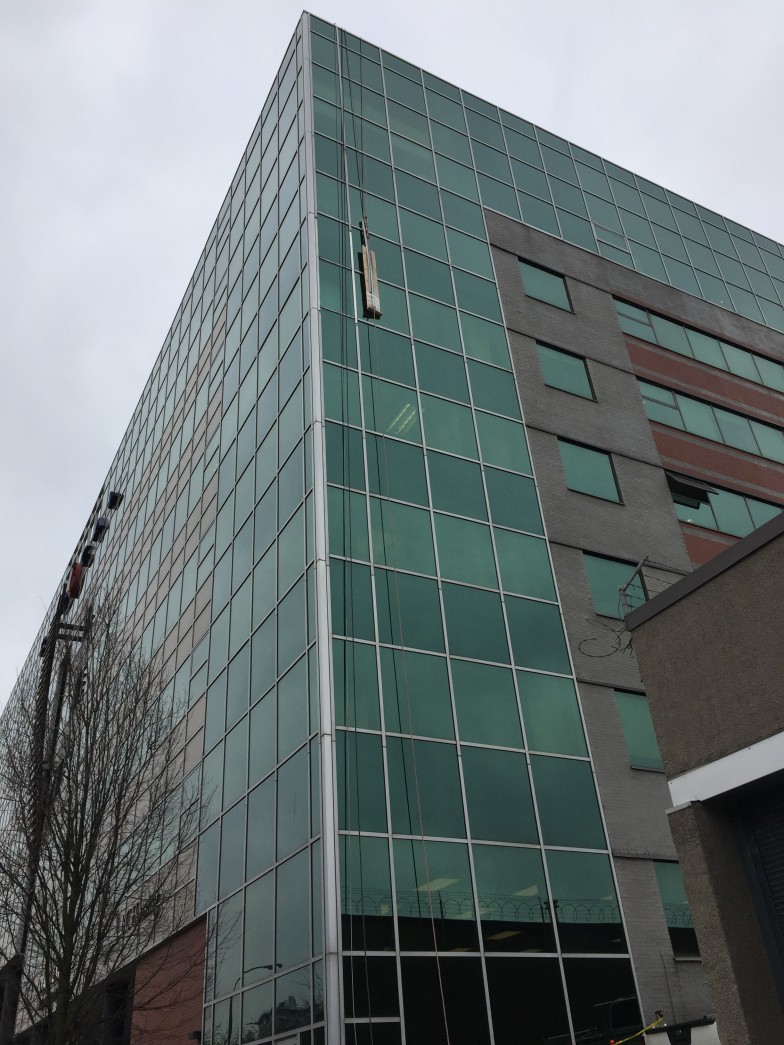 windows glass replacement on curtain wall window frames